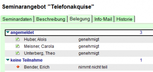 HCL Notes L-Net Seminare, Belegung eines Seminars